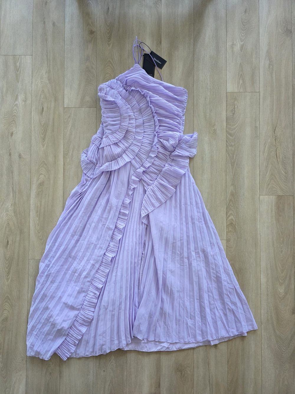 Elegant Lilac High-Low Pleated Dress (NWOT) - Picture 2 of 3